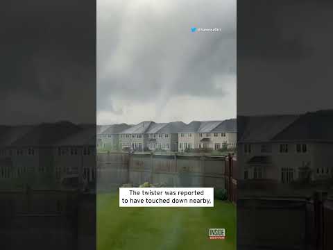 Twister Seen Swirling Over Neighborhood #shorts