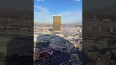 Cybertruck explodes exterior Trump Las Vegas gotel