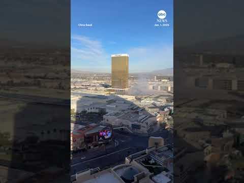 Cybertruck explodes exterior Trump Las Vegas gotel