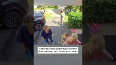 Girl Greets Purple-Headed Stranger in Her Driveway With Long Shout #Shorts